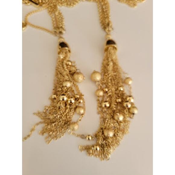 Lilly‎ Pulitzer Caught Up Necklace Gold Tone Long with Tassels Wear Tied or Open - Picture 4 of 7